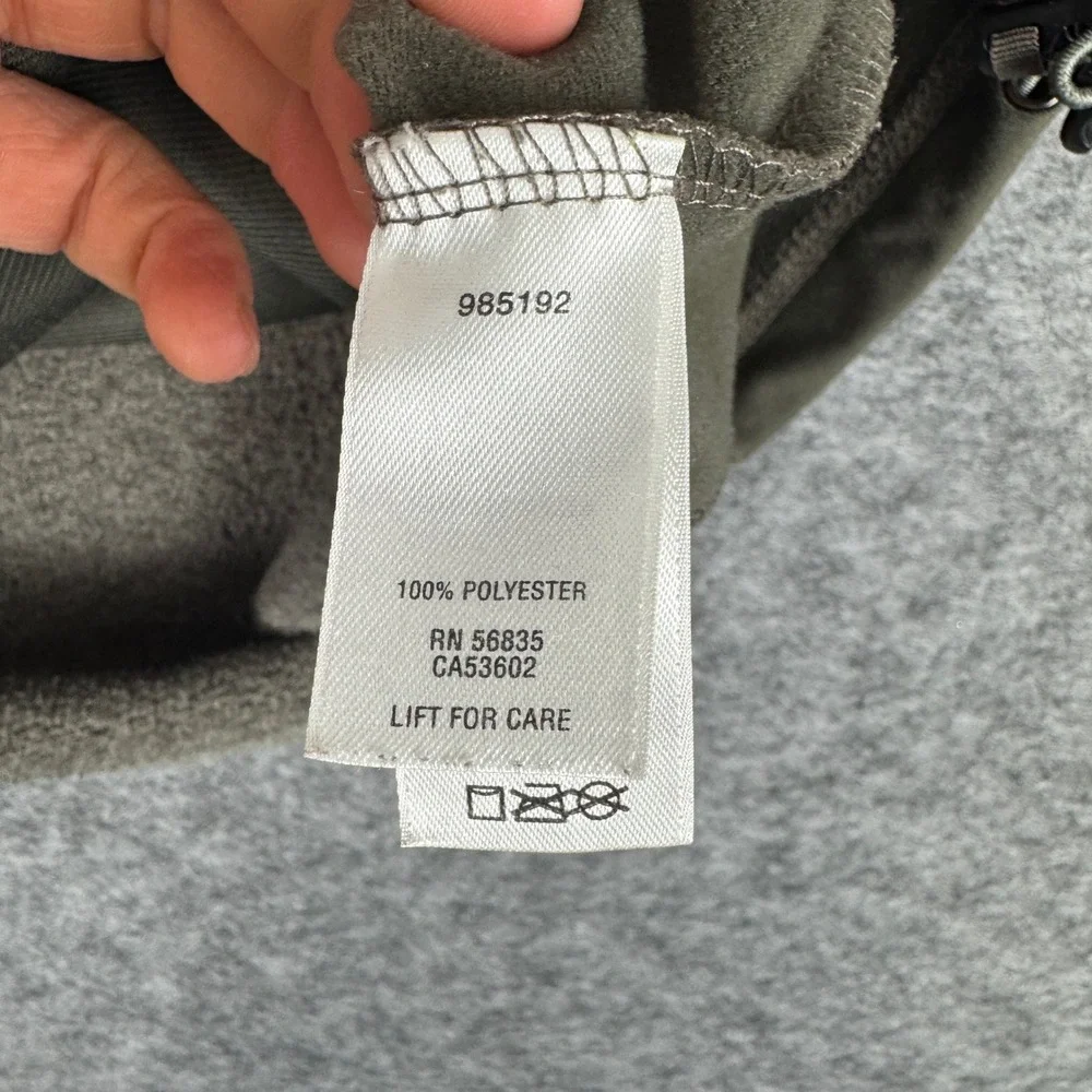 Cabelas Mens Fleece Full Zip Jacket XL Gray Green Trim Outdoor Casual‎